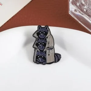 Three Raccoons Enamel Pins Custom Cute Fox Funny Brooches Lapel Badges Clothes Animal Jewelry Gift for Friends