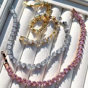 Three Row Cubic Zirconia Bracelet for Men Iced Out Round Band Streetwear Jewelry Ready Stock Bulk Factory Supply