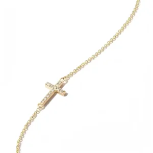 Tibetan Silver 14K Gold Plated Classic Crystal Cross Chain Link Bracelet Fashion Luxury Thin Stackable Jewelry for Women Party