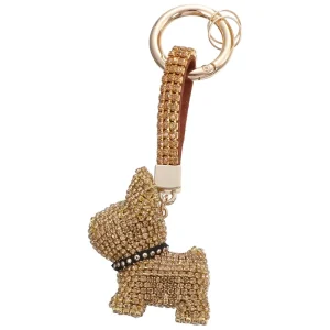 Tide Full Diamond Rhinestone Cute Cartoon Creative Gift Fighting Dog Car Keychains Pendant Bag Ornaments Dog Key Chains