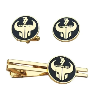 Tie Bar Manufacturer Supplier Customised Logo Metal Cuff Links Men Cufflinks and Tie Clips With Box Packaging