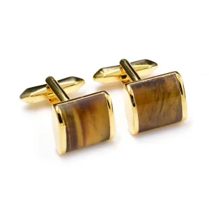 Tiger Eye Agate Stone Premium Cufflinks Custom Men’s Suit Shirt Fashion Accessory Wedding Tuxedo Trendy Jewelry Gift