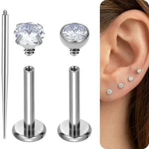 Titanium 16G Internally Threaded Flat Back Base Stud Earrings for Body Jewelry