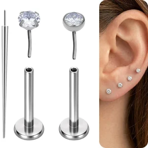 Titanium 16G Threadless Pin Flat Back Base Stud Earrings