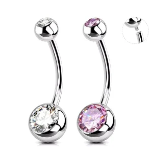 Titanium Belly Button Rings Gold Plated Body Jewelry with Zircon Stone for Women