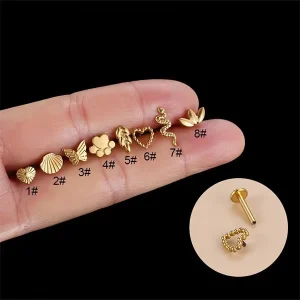 Titanium Body Jewelry Ear Stud for Tragus Helix and Cartilage Earrings