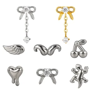 Titanium CNC Internally Threaded Top Ear Studs Nose Rings Piercing Cartilage Earrings Helix Labret Body Jewelry