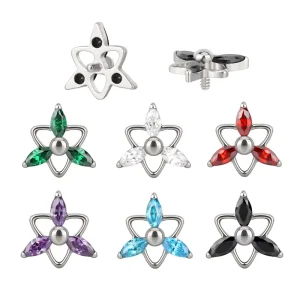 Titanium CNC Set 3 Marquise CZ With Triangle Back 16G Internally Threaded Piercing Body Jewelry Labret Top