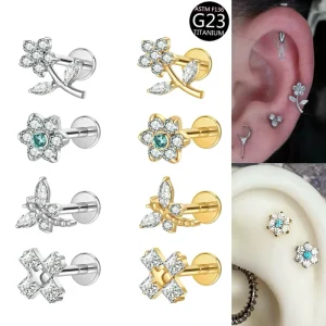 Titanium Colorful Zircon Body Piercing Earrings