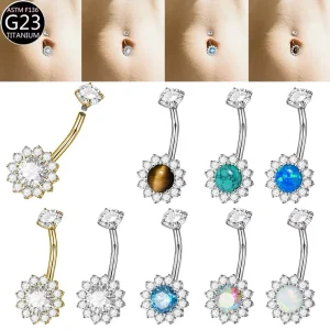 Titanium Curved Barbell Belly Button Jewelry for Women