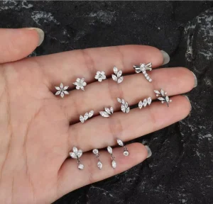 Titanium Different Shape Helix Labret Earring Chain Dangle Jewelry
