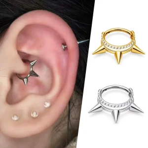 Titanium G23 Punk Style Double Layer Zircon Nose Ring for Nose Septum Gold Plated Piercing Jewelry Body Jewelry Wedding Gift