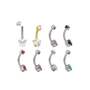 Titanium High Polished Piercings Heart Crystal Navel Ring Belly Button Body Ring Fashion Piercings Jewelry