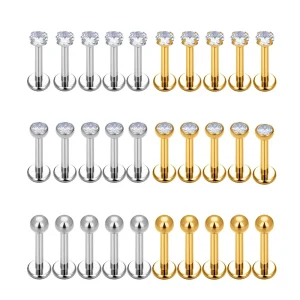 Titanium Internally Threaded Push in Rod Ear Stud for Lobe Forward Helix Piercing Jewelry