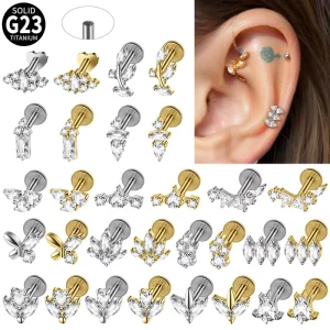 Titanium Labret Stud Earring Jewelry for Body Piercing
