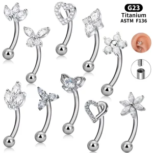 Titanium Medical Material Body Jewelry for Women’s Zircon Stud Piercing