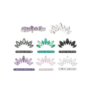 Titanium Natural Marquise Stone Ear Stud Labret Tragus Lip Rings Internally Threaded Top Earring Cartilage Jewelry