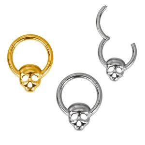 Titanium Skull Hinged Segment Hoop Ring Earring Piercing Body Jewelry Polished Gold Nose Rings ASTM F136 Titanium