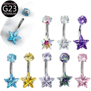 Titanium Star Belly Button Ring for Women Body Jewelry