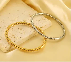 Titanium Steel Bracelet Round Bead Design Simple Jewelry for Women No Fading Open Stainless Steel Bracelet Fashion Jewelry