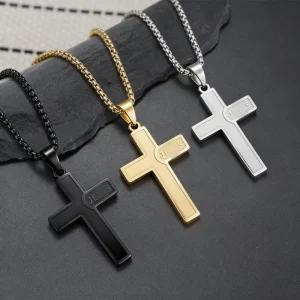 Titanium Steel Cross Pendant Necklace Fadeless Stainless Steel Chain Jewelry