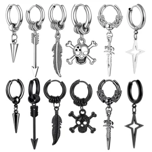 Titanium Steel Dangle Earrings Kpop Hip Hop for Men and Women Stainless Steel Pendant and Charm Hanging Earrings