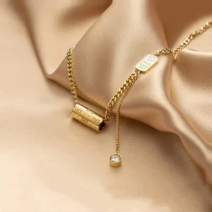 Titanium Steel Fringed Letter Pendant Necklace for Women Ins Fashion Clavicle Chain Accessory