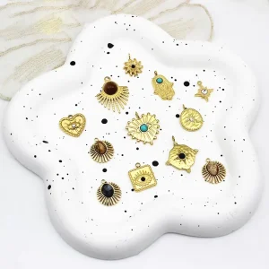 Titanium Steel Golden Pendant Charms Stainless Steel Eye Sun Stone Pendant DIY Jewelry Accessories