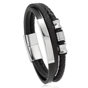 Titanium Steel Magnet Buckle Punk Leather Charm Bracelet Classic Fashion Jewelry Main Material Stainless Steel Bracelets for Men