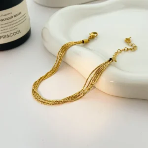 Titanium Steel Multi Layer Box Snake Bone Chain Bracelet Stainless Steel Gold Plated Jewelry