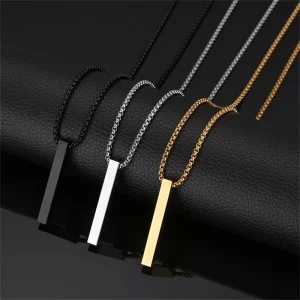 Titanium Steel Simple Chains With Stick Pendant Necklace for Men Trendy Daily Street Neck Accessories Fashion Jewelry Gifts