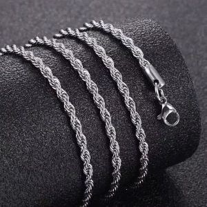 Titanium Steel Twist Necklace Minimalist Hip Hop Hemp Rope Chain Fashion Pendant Matching Jewelry Unisex