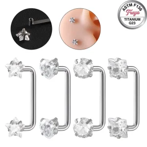 Titanium Surface Vertical Tragus Clavicle Piercing Jewelry 14G Heart Staple Barbell Internally Threaded Dermal Anchor Piercing