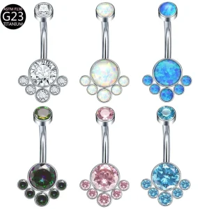 Titanium Zircon Belly Button Rings for Women’s Body Jewelry Fine Stud Earrings