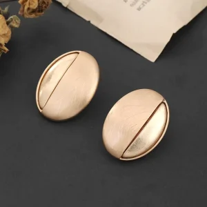 TongLing Female Retro Boho Vintage Style European Geometric Oval Stud Earrings Brushed Gold Plated Casual Gift Fashion Earrings