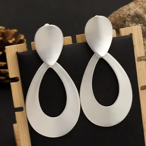 TongLing New Collection Large Teardrop Gold Silver Hollow Drop Earrings Simple Exaggerated Design for Hot Fashion Earrings