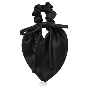 Top Clip New Bow Hair Clip Satin Pearl Hair Textured Black Ribbon Spring Hair Accessories for Girls Hairpins Scrunchies