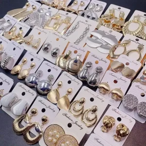 Top Fashion Earring Bulk Mixed Hoop Earrings Luxury Gold Plated Geometric Party Women Earrings