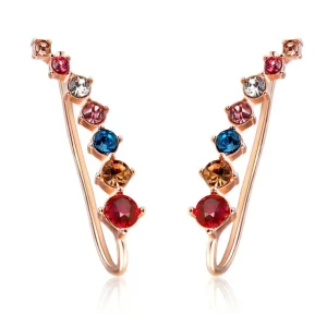 Top Quality Colorful Crystal Piercing Pendant Earring Rose Gold Color for Women Birthday Party Fashion Jewelry E675