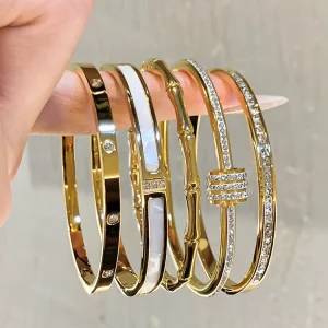 Top Quality Fashion Chain Link Bracelet Hypoallergenic Stainless Steel Gold Plated Bangle for Women