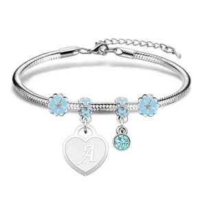 Top Quality Snake Bone Chain Link Bracelet Custom Letter Alphabet Stainless Steel Bangle As Fashion Charm Bracelet
