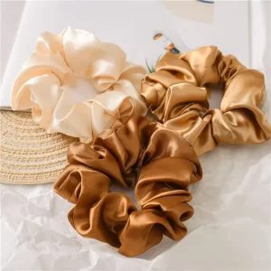 Top Quality Solid Color Ponytail Holder Elastic Hair Ties Bands Accessories Silk Satin Scrunchies for Women