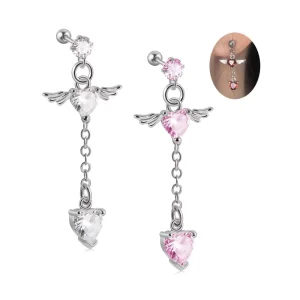 Top Sale Ear Piercing Jewelry Helix Tragus Cartilage Heart Wing Dangle Earrings Fashion Chain Body Jewelry