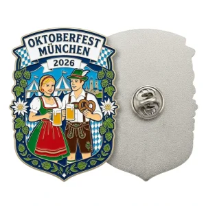 Top Trending Oktoberfest Souvenir Shield Metal Brooch Traditional Bavarian Character Enamel Lapel Pin for Festival Merch