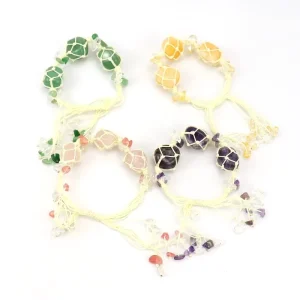Travel Bracelet Gift Eco friendly 8 Colors Natural Stone Charm Hand Woven Thread Amethyst Gravel Amethyst Agate Bracelet