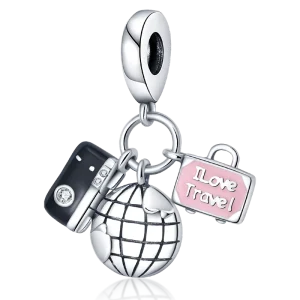 Travel Theme Plane Luggage Camera Charm Beads Copper Silver Plated DIY Jewelry Bracelet Accessories Source Factory
