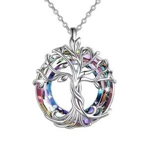 Tree of Life Zinc Alloy Crystal Sister Necklace