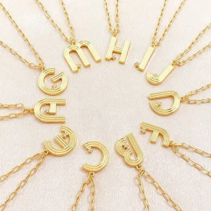Trend Celestial 18K Gold Plated Initial A Z Letter Pendant Necklace Stacking Jewelry for Women Personalized Gift