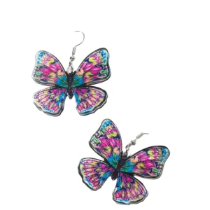 Trend Fashionable Party Double-sided Printed Animal Pendant Colorful Butterfly Acrylic Drop Earrings Women Gift