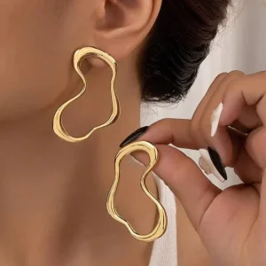 Trend Geometry New Design Gold Plated Irregular Minimalist Stud Earrings for Women Fashion Jewelry Gifts Wedding Engagement